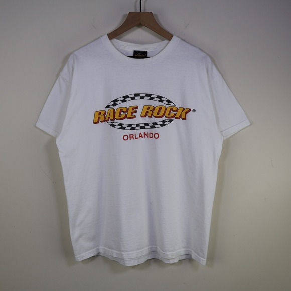 Race Rock Other - Vintage Race Rock Orlando Graphic T-Shirt Large Racing Cafe White Cotton Tee
